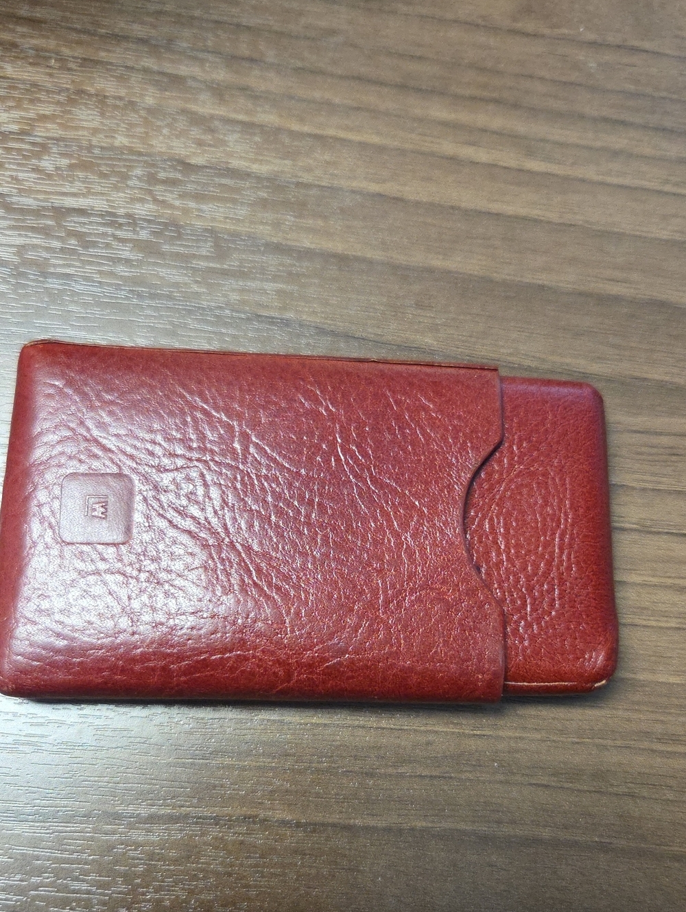 Red Leather Card Sleeve Case